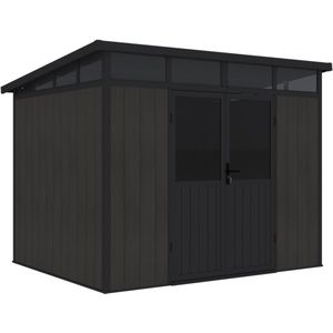 PRATO composiet tuinhuis B 280.4cm x D 212.4cm hellend dak aluminium RAL 9005 zwart