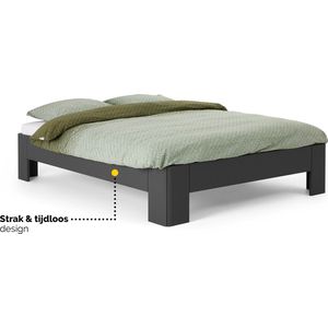 B Bright Fresh 400 Bed 160 x 210 cm - Bedframe Antraciet - Bedombouw - Instaphoogte: 40cm - Tweepersoonsbedden