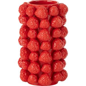 J-Line Vaas Aardbeien Cover Keramiek Rood