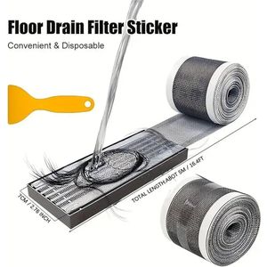 Doucheputje haarvanger - haarfilter - afvoer plug - gootsteenzeef - zelfkleevend - wegwerp - 1 rol - 7 cm breed - 5 m lang - IXEN