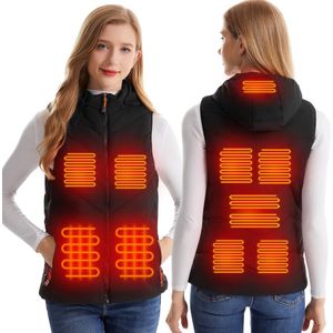 MEETHOO Verwarmd Vest Dames | Gewatteerde Elektrische Bodywarmer | Verwarmde Bodywarmer | USB | Powerbank niet inbegrepen-Zwart-XXL