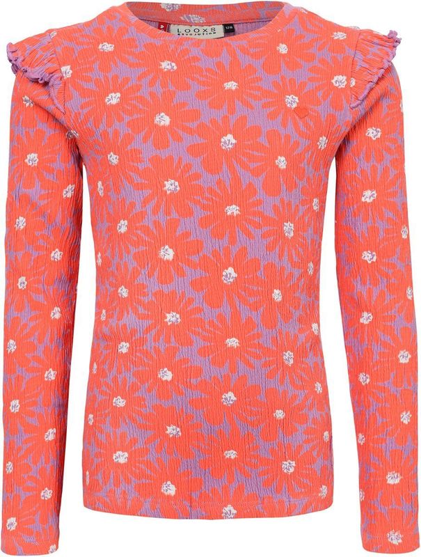LOOXS Little 2601-7404-985 Meisjes T-Shirt - Maat 92 - ornaje bloemprint van 97% Cotton 2% Polyester 1%lycra