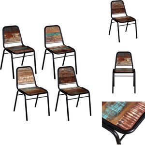 vidaXL Eetstoel - Eetstoelen - Eetkamerstoel - Eetkamerstoelen - Eetkamerstoelen 4 st massief gerecycled hout