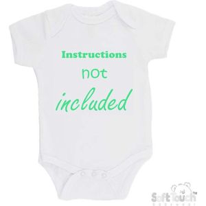 100@ katoenen Romper ""Instructions not included"" Unisex Katoen Wit/mint Maat 62/68