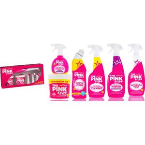 The Pink Stuff The Miracle Scrubber Kit + The Pink Stuff Mega Set - Groot Assortiment inclusief Cream Cleaner, Schoonmaakpasta, Multi Reinigingsspray, Vloer reiniger, Badkamer spray, Glasreiniger, Toilet gel