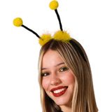 Atosa Verkleed diadeem bijen/Aliens sprieten - zwart/geel - meisjes/dames