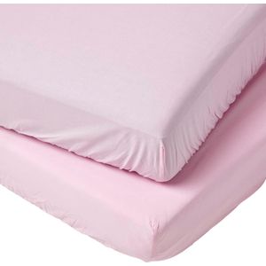 HOMESCAPES - Roze - Hoeslaken - 70 x 140 cm - 2-pack - 100% Egyptisch Katoen Perkal