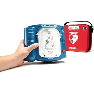 Philips Heartstart HS1 AED + rode tas + ophangbeugel + stickers