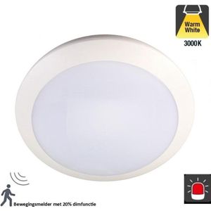 Led Plafonnière 16w, 1260 Lumen, 3000K Warm Wit, Met noodaccu en bewegingssensor met terugdimfunctie, IP66, IK10