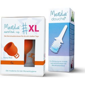 Merula menstruatie cup XL + Merula douche - fox oranje