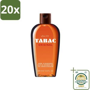 20 x Tabac Original Bad- en Douchegel 400 ml - Grootverpakking - Tabac Original Bad & Douchegel - Douchegel Mannen - Milde Reiniging - Huid Verzorging - Geur Mannen