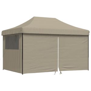 vidaXL - Partytent - inklapbaar - pop-up - met - 4 - zijwanden - taupe