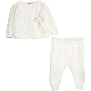 Minora Newborn Baby Kleding Set - Jongens en Meisjes - 2 Delig pakje - Winterbroek en trui-9/12 Maanden- Kraamcadeau - Babyshower-Newborn overalls winter- Wit- Sinterklaas