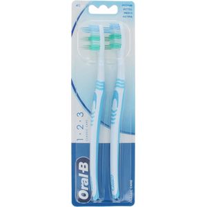 Oral-B 1.2.3 Classic Care Duo Pack Blue-Blue Tandenborstel - Medium