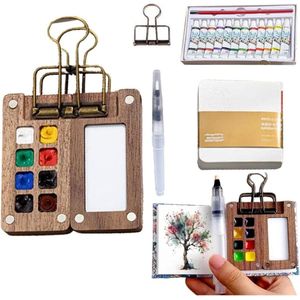 10 stuks mini-verfdoos aquarelset - Draagbaar nano-palet voor aquarel mengpalet hout