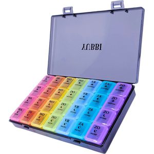 YUBBI Pillendoos 7 Dagen 4 Dagdelen - Uitneembare Medicijndoos - Medicijn Organizer Planner - Nederlandstalig - Multicolour