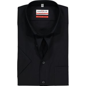 MARVELIS modern fit overhemd - korte mouw - zwart - Strijkvrij - Boordmaat: 40