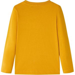 Kindershirt lange mouwen 128 oker - 100% katoen