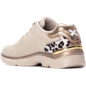 Xti - 14436102 - Damestrainer - Beige - Plat - Veters - Casual