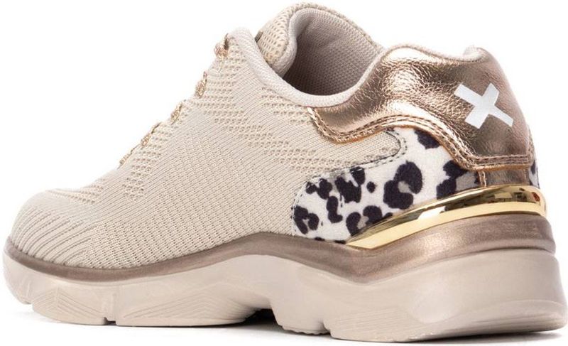 Xti - 14436102 - Damestrainer - Beige - Plat - Veters - Casual