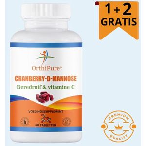 OrthiPure - Cranberry - D-Mannose - Beredruif - Blaasfunctie - Urineweg - 1+2 Gratis
