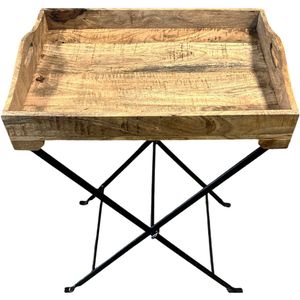 by Mooss - Butlertray - Bruin - Bijzettafel - Hout - Dienblad - 55 x 40 x 80 cm - Inklapbaar
