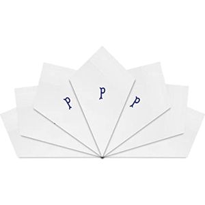 Set van 7 Heren Witte Satijnen Zakdoeken met Geborduurde Initialen - 40x40cm