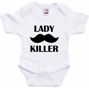 Lady killer tekst baby rompertje wit jongens - Kraamcadeau - Babykleding 56