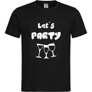 T-shirt Unisex Volwassenen Lol - carnaval - kermis - feestje - grappig Tekst ""Let's PARTY"" Op Voorkant | korte mouw | Zwart/wit | maat XXL