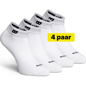 Enkelsokken die niet afzakken Wit – 4Paar - Premium katoen - Nederlands Patent - Sok met Onderbroekenband die niet Afzakt – Naadloze Sokken – Sneakersokken Dames & Heren – Maat 39-42