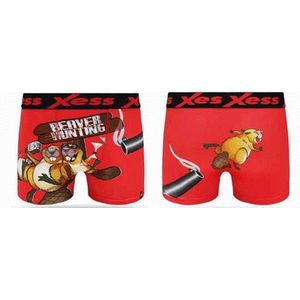 Boxershort / heren fun trunk - rood - Beaver Hunting - maat S (small)