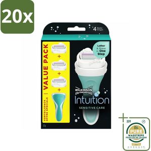 20 x Wilkinson Sword - Navulmesjes - Intuition 2-in-1 Sensitive Care - 3 mesjes - Grootverpakking - Scheermesje Vrouw - Gevoelige Huid - Schuim En Scheer - Dermatologisch Getest - Huidverzorging