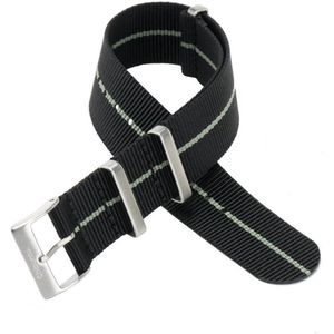 Chibuntu® - Zwart Grijze Nato Strap - Nato Strap collectie - Mannen - Horlogebanden - 22mm bandbreedte