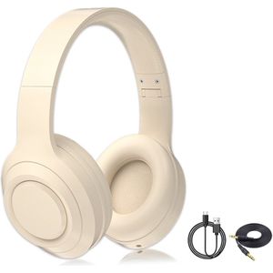 Gloovon® - Koptelefoon - Koptelefoon Draadloos - Microfoon Met ENC (Environmental Noise Cancellation) - Bluetooth 5.0 - Koptelefoon met Microfoon - Wit