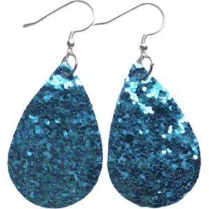 Oorhangers - dames oorbellen - blauw - glitter druppel - cadeau voor vrouw - Liefs Jade