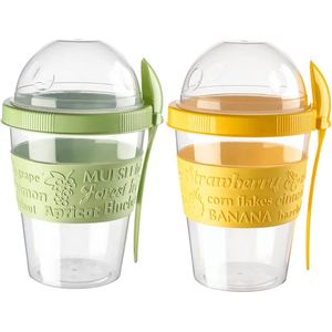 Yoghurt Beker To Go – Muesli Beker – Muesli To Go - 2 Stuks - plastic