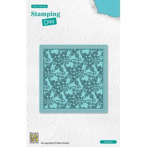 STAD005 - snijmal Nellie Snellen Stamping die - Square Flowers - vierkant bloemen en blaadjes - stempelen met stansmachine