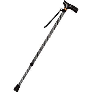 Opvouwbare gekleurde wandelstok met houten handvat - lichtgewicht verstelbare wandelstok - balans mobiliteitshulp - geëtst zwart - 825-925 mm/33-37 inch