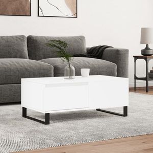 vidaXL Salontafel - 90x50x36,5 cm - Wit - Bewerkt hout Salontafel - Bijzettafel - Houten Salontafel - Witte Salontafel - Modern Meubilair - Livingroom Furniture - Kamerdecoratie