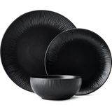 Mikasa - Jardin - Serviesset - Zwart - 12-Delig voor 4 Personen - Keramiek