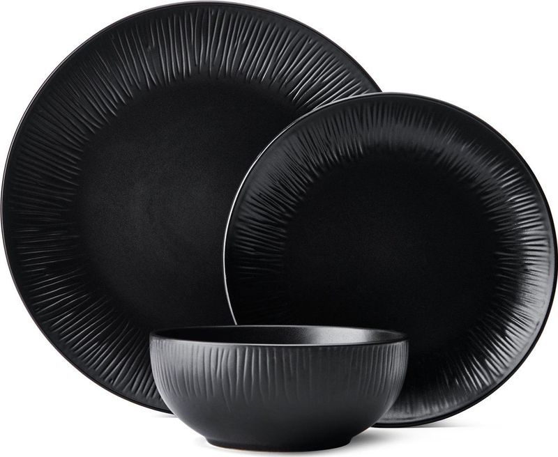 Mikasa - Jardin - Serviesset - Zwart - 12-Delig voor 4 Personen - Keramiek