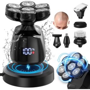 Elektrisch Scheerapparaat Mannen - 5-in-1 Grooming Kit - Baardtrimmer - Hoofdscheerapparaat - Neustrimmer - Waterdicht - Nat & Droog Scheren - LED Display - USB Type-C Oplaadbaar - Zwart - Scheermachine