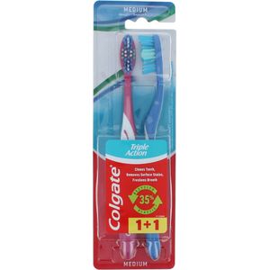 Colgate Triple Action 2 Pack Tandenborstel - Medium Pink-Blue