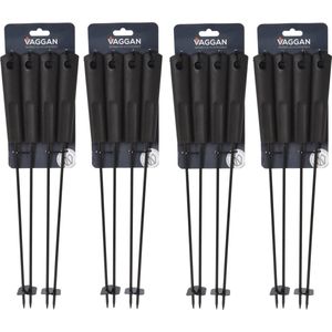 Vaggan BBQ spiezen - 16x stuks - metaal - 44 cm - vleespennen voor vlees - barbecue accessoires