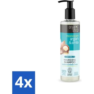 Organic Shop - Natural Nourishing Shampoo - Argan Hair & Amla - Herstellend en Voedend - 280 ml - Voordeelverpakking - 4 stuks