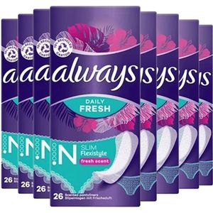 8x Always Daily Fresh - Slim Flexistyle - Inlegkruisje - Normal - 26 stuks - voordeelverpakking