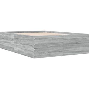 vidaXL - Bedframe - bewerkt - hout - grijs - sonoma - eikenkleurig - 140x200 - cm