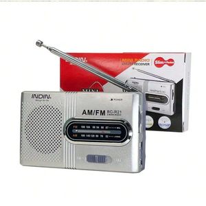 INDIN BC-R21 - Mini Noodradio - AM/FM - Perfect voor Noodpakket - Werkt op AA-batterijen - Noodradio - Inclusief Verzendkosten