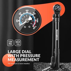 Draagbare Fietspomp met Manometer - Universeel voor Presta en Schrader Ventielen, 120 psi, Ideaal voor Racefietsen en Mountainbikes