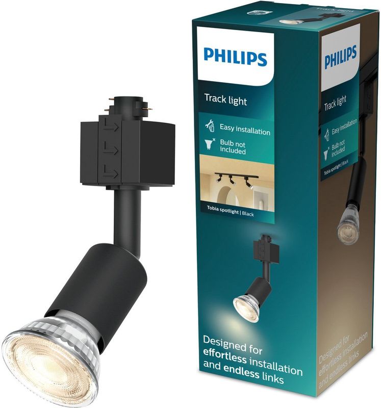 Philips EasyLink Tobia - Spot - GU10 fitting - Maximaal wattage: 7W - Zwart - Railverlichting